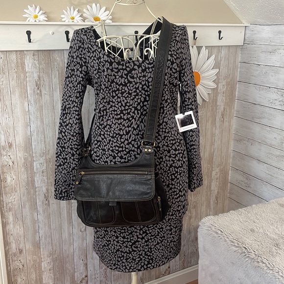 Fossil Black Leather Adjustable Crossbody, NWOT - Picture 2 of 13